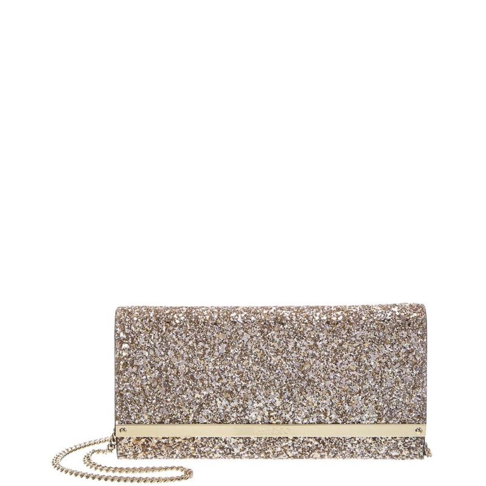 Jimmy Choo Milla Glitter Wallet On Chain, Pink